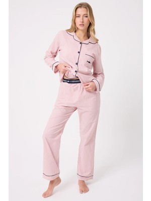 Marısılk™ Seastrıpe Premium Dokuma Uzun Kollu Uzun Pantolonlu Kadın Pijama & Lounge Takımı