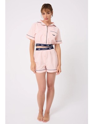 Marısılk™ Seastrıpe Kadın Yazlık Şortlu Crop Gömlekli Pijama & Lounge Takımı