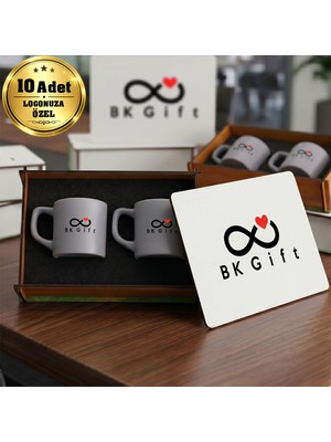 BK Gift Logonuza Özel 10 Adet Kutulu Bej Renk Kahve Fincanı Seti – Kutulu Seramik Fincan Kurumsal Hediye Seti