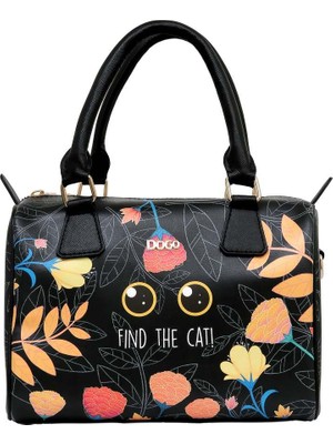Dogo Kadın Vegan Deri Siyah El Çantası - Find The Cat Tasarım