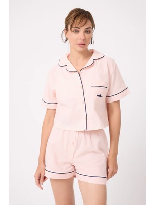 Marısılk™ Kadın Yazlık Şortlu Crop Gömlekli Pijama & Lounge Takımı