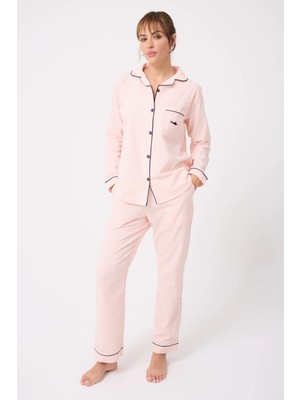 Marısılk™ Seastrıpe Premium Dokuma Uzun Kollu Uzun Pantolonlu Kadın Pijama & Lounge Takımı