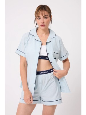 L’espadon Marısılk™ Kadın Yazlık Şortlu Uzun Gömlekli Pijama & Lounge Takımı