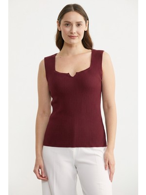 Sementa Kalın Askılı Fitilli Triko Atlet - Bordo