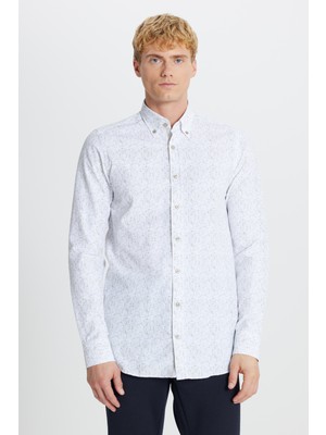 Altınyıldız Classics Pamuklu Slim Fit Dar Kesim Düğmeli Yaka Baskılı Gömlek