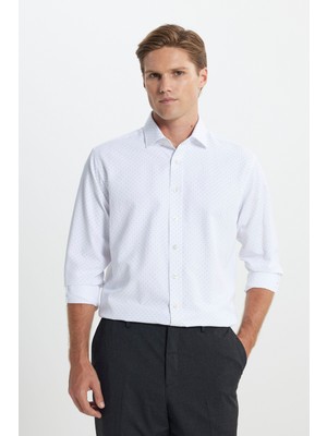 Altınyıldız Classics Pamuklu Slim Fit Dar Kesim Klasik Yaka Armürlü Gömlek