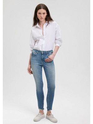 Tess Gold Premium Kadın Jean Pantolon 100328-84205 Indigo Mavisi 25 / 27 Normal Kesim Kot Kumaş