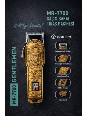 Jasper JPR-7700 Gentlemen Gold Detaylı Profesyonel Tıraş Makinesi 8000 Rpm