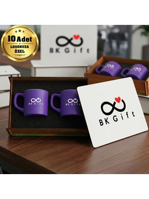 BK Gift Logonuza Özel 10 Adet Kutulu Mor Renk Kahve Fincanı Seti – Kutulu Seramik Fincan Kurumsal Hediye Seti