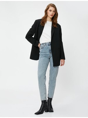 Koton Yüksek Bel Kot Pantolon Hafif Dar Paça - Mom Jeans