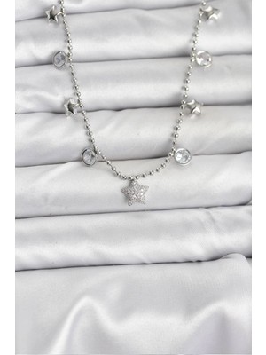 Uravas Store Pirinç Gümüş Renk Yıldız Model Kadın Kolye