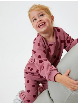 Koton Basic Sweatshirt Puantiyeli Bisiklet Yaka Uzun Kollu Pamuklu