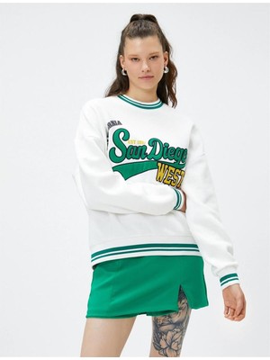 Koton 4Wal10018Ik 010 Ekru Genç Kız Pamuk Jersey Sweatshirt
