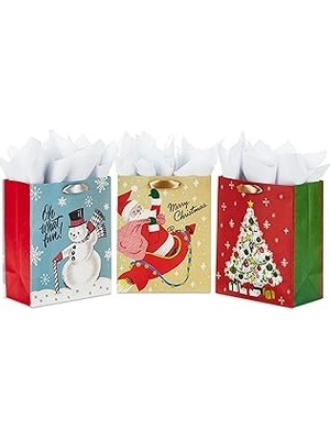 Uravas Store Hallmark Kağıt Mendil ile Vintage Noel Hediye Çantası Paketi