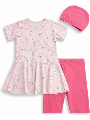 Miniğimin Cicileri Flamingo Desenli Etekli Kız Çocuk Haşema Takımı - Pembe