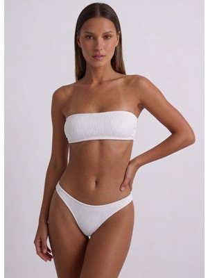 Brandhills Beyaz Renk Straplez Fitilli Bikini Takımı