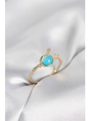 Zenvia Mey Ithalat® Gold Renk Zirkon Taşlı Satürn Model Kadın Yüzük
