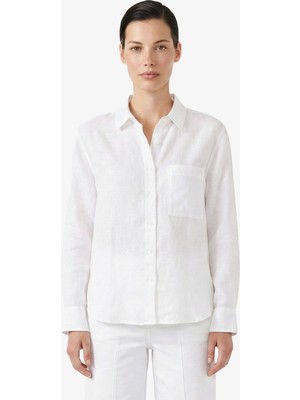 Nautica Kadın Beyaz Regular Fit Keten Gömlek 65W302T.1BW