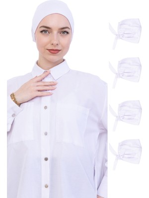 Modish Group Kadın Tesettür Bone Bağcıklı Dikişsiz Penye 4 Parça Set