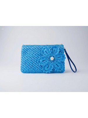 Meya Design El Yapımı Rafya Clutch Çanta - Fermuarlı ve Iç Cepli - 20X30 cm