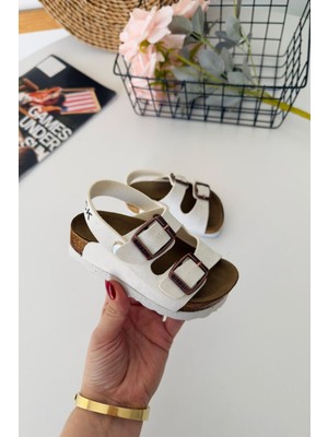 Miniğimin Cicileri Miniğimin Ciciler Yazlık Unisex Çocuk Sandalet - Beyaz
