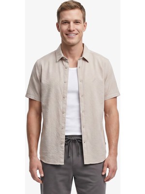 Nautica Erkek Gri Regular Fit Kısa Kollu Gömlek W65416T.1SC