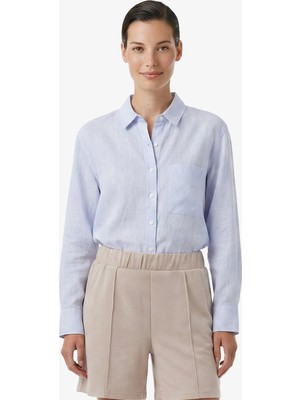 Nautica Kadın Mavi Regular Fit Keten Gömlek 65W302T.45K