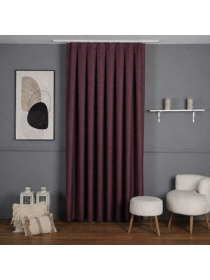 Mebelport Curtain Sık Pileli Keten Blackout Perde - %100 Karartma Fon Perde - Hazır Korniş Dikimli