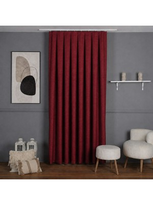 Mebelport Curtain Sık Pileli Keten Blackout Perde - %100 Karartma Fon Perde - Hazır Korniş Dikimli