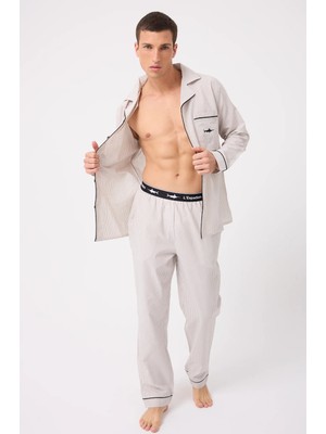 Marısılk™ Premium Dokuma Uzun Kollu Uzun Paçalı Erkek Pijama Takımı
