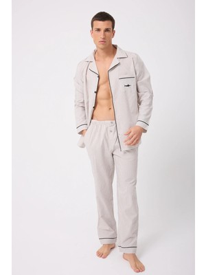 L'espadon LESPADON MARISILK™ Premium Dokuma Uzun Kollu Uzun Paçalı Erkek Pijama Takımı