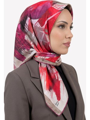 Hadiora Kadın Fuşya Soyut Desenli Kristal Eşarp