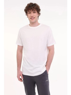Lumberjack CT110 0 Yaka Erkek Tshirt - Kirik Beyaz
