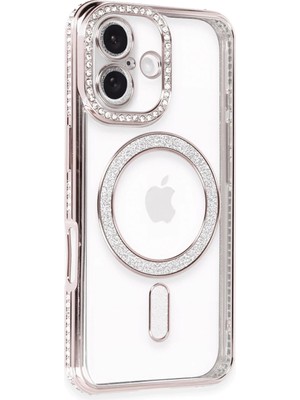 Zenvia Mey Ithalat®  iPhone 16 Kılıf Joke Simli Magneticsafe Kılıf - Pembe