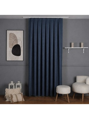 Mebelport Curtain Sık Pileli Keten Blackout Perde - %100 Karartma Fon Perde - Hazır Korniş Dikimli