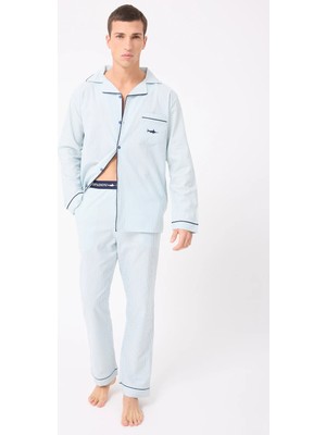 Marısılk™ Premium Dokuma Uzun Kollu Uzun Paçalı Erkek Pijama Takımı