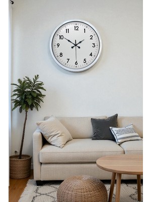 Zenvia 40 cm Beyaz Metal Standart Duvar Saati