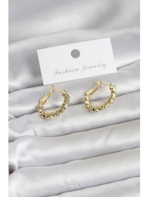 Zenvia Mey Ithalat® Gold Renk Pirinç Dorika Halka Kadın Küpe