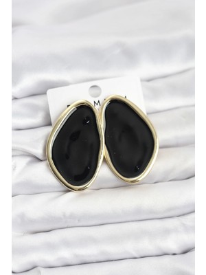 Zenvia Mey Ithalat® Pirinç Siyah Mineli Damla Model Vintage Plaka Kadın Küpe