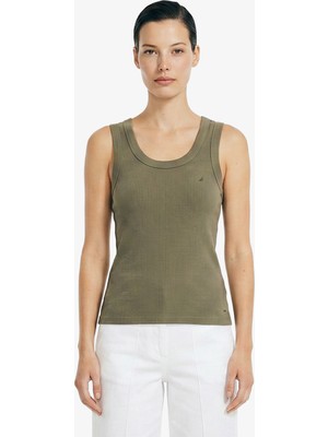 Nautica Kadın Yeşil Slim Fit Kolsuz T-Shirt 35V422T.3DN