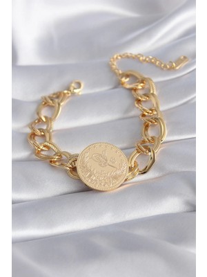 Zenvia Mey Ithalat® 316L Çelik Gold Renk Reşat Altın Model Samanyolu Kadın Bileklik