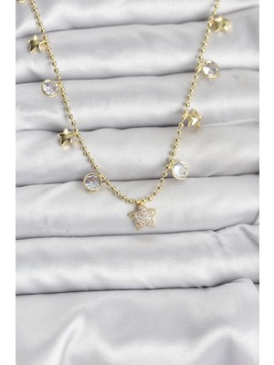 Zenvia Mey Ithalat® Pirinç Gold Renk Yıldız Model Kadın Kolye