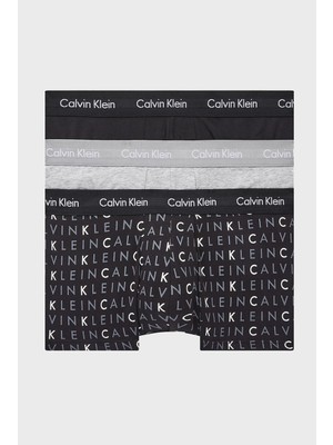 Calvin Klein Erkek 3'lü Trunk Boxer Seti Siyah - Gri Konforlu Desenli Pamuklu