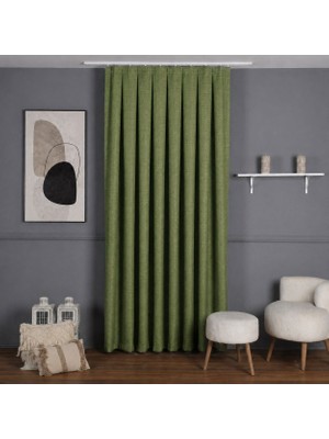 Mebelport Curtain Sık Pileli Keten Blackout Perde - %100 Karartma Fon Perde - Hazır Korniş Dikimli