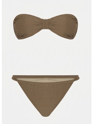 Brandhills SÜTLÜ KAHVE Renk Dokulu Straplez Bikini Takımı