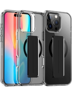 Zenvia Mey Ithalat®  iPhone 16 Pro Kılıf Alfa Magsafe Standlı Kapak - Siyah