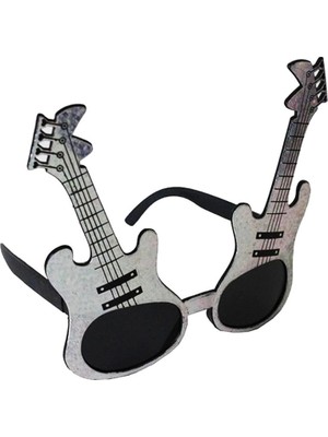 Zenvia Mey Ithalat® Gümüş Renk Rockn Roll Gitar Şekilli Parti Gözlüğü 15X15 cm