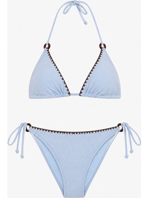 Brandhills Mavi Renk Süet Görünümlü Üçgen Bikini Takımı
