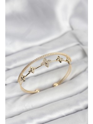 Zenvia Zcv Mey Ithalat® Pirinç Gold Renk Çiçek Model Kadın Bileklik ZNV2026