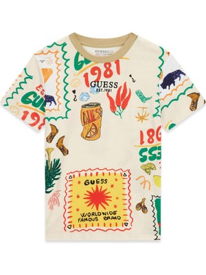 Guess Bg Store Erkek Çocuk Desenli Tshirt